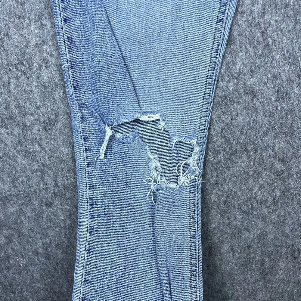 Levis 512 Mens Jeans Slim Fit Tapered Leg Light Wash Distressed Denim Size 28x30
